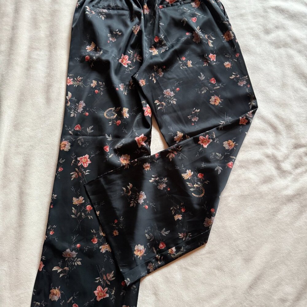 All Saints Black Floral Satin Trousers - Picture 2 of 11